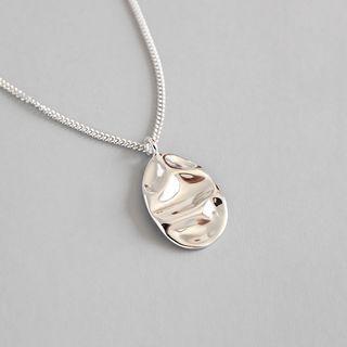 925 Sterling Silver Irregular Disc Pendant Necklace Platinum - One Size