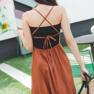 Spaghetti-strap Lace-up Back Maxi Dress