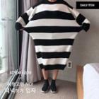 Color-block Sweater Dress Black - One Size