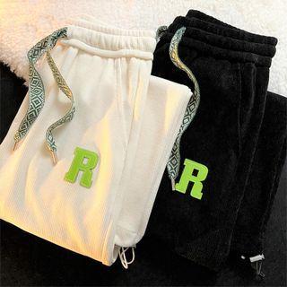 High Waist Letter Applique Sweatpants