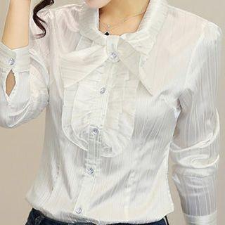 Bow Stripe Long-sleeve Shirt