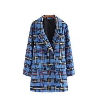 Check Double-button Coat