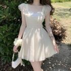 Short-sleeve Square-neck A-line Skirt