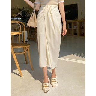 Wrap-front Draped Maxi Skirt