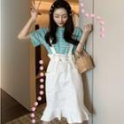 Striped Short-sleeve T-shirt / A-line Jumper Skirt / Cropped Jumper Pants