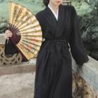 Set: Slipdress + Open Front Tie-waist Long Light Jacket