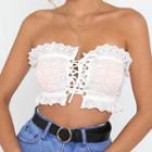 Eyelet Lace Strapless Crop Top