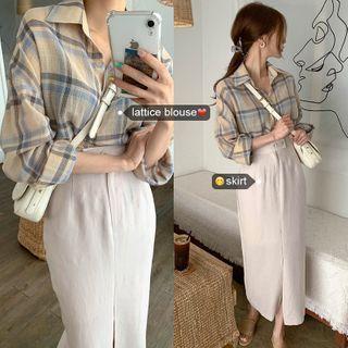 Plaid Shirt / Midi A-line Dress