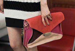 Color-block Envelope Clutch With Strap