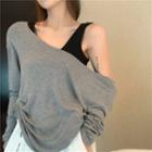 Asymmetric Off-shoulder T-shirt / Tank Top / Lettering Sweatpants