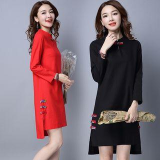 Mandarin Collar Long Sleeve Dress