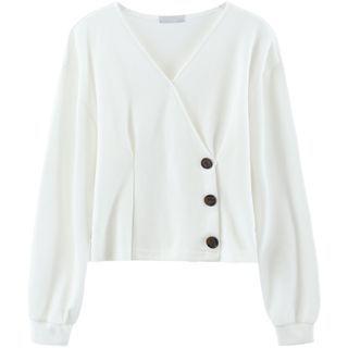 V-neck Plain Cropped Sweatshirt
