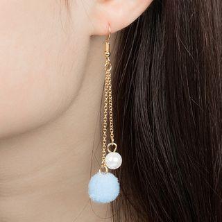 Pom Pom & Faux Pearl Earrings