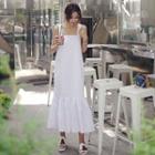 Sleeveless Ruffle-hem Long Dress