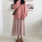 V-neck Sweater / Midi A-line Skirt
