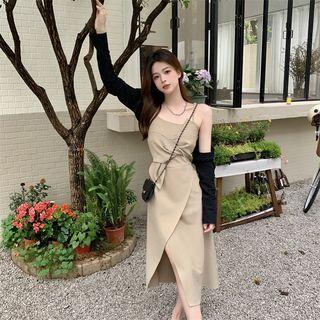 Plain Split Dress / Plain Cardigan