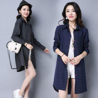 Stripe Linen Cotton Long Blouse