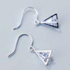 925 Sterling Silver Triangle Caged Rhinestone Dangle Earring