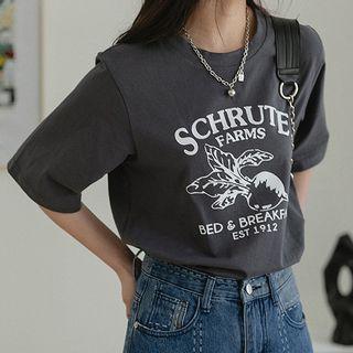 Printed Round Neck Short Sleeve T-shirt