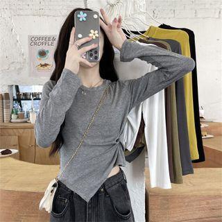 Twisted Irregular Hem Cropped T-shirt