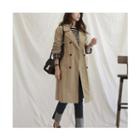 Double-breasted Check-trim Trench Coat