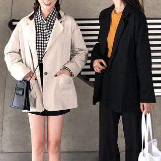 Long-sleeve Single-breasted Plain Blazer