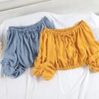 Off-shoulder Lantern-sleeve Cropped Top