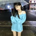 V-neck Sweatshirt / Sleeveless Lace Trim Mini Dress