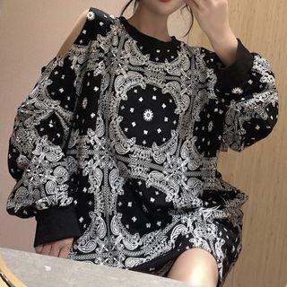 Paisley Print Cutout Pullover