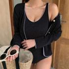 Set: Sleeveless Swimsuit + Cover-up Jacket