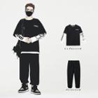 Mock Two-piece Long-sleeve Lettering T-shirt / Sweatpants / Set