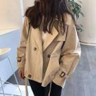 Double Breasted Cropped Trench Coat Almond - One Size