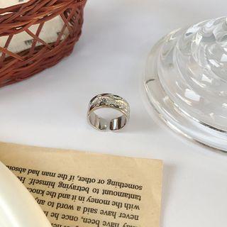 Rhinestone Sterling Silver Open Ring K733 - Silver - One Size