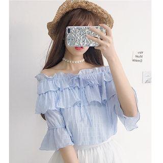 Tiered Off-shoulder Chiffon Blouse