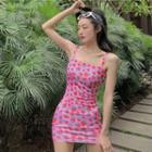 Strawberry Print Spaghetti Strap Mini Dress