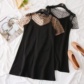 Set: Dotted Mesh Top + Sleeveless Dress