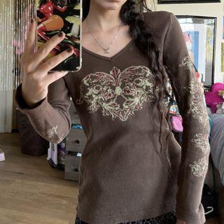 Heart Printed V Neck Top