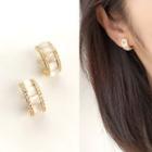 Cat Eye Stone Open Hoop Cuff Earring 1 Pair - Gold - One Size