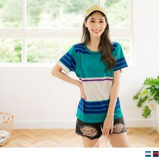 Loose-fit Short Sleeve Striped T-shirt