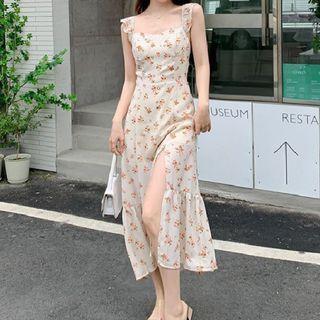 Sleeveless Floral Slit Midi Dress