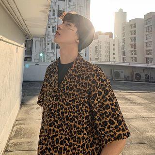 Leopard-print Short-sleeved Shirt