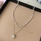 Faux Pearl Pendant Layered Choker 1 Pc - As Shown In Figure - One Size