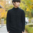 Mock-neck Raglan-sleeve Wool Blend Sweater