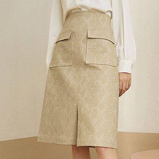 Snake Grain A-line Skirt