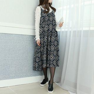 Spaghetti-strap Pattern Chiffon Mini Dress