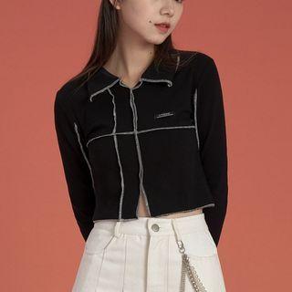 Paneled Polo Knit Top
