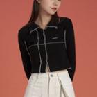 Paneled Polo Knit Top