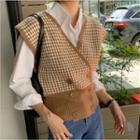 Double-breasted Check Sweater Vest