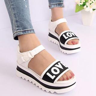 Lettering Platform Sandals