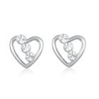14k/585 White Gold Dot In Heart Stud Earrings